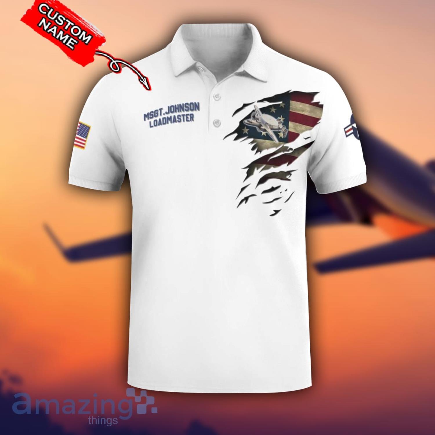 E 2 Hawkeye E2 3D Aircraft Flag White Polo Shirt For Men And Women Custom Name image E-2 Hawkeye E2 3D Aircraft Flag White Polo Shirt For Men And Women Custom Name Product Photo 2