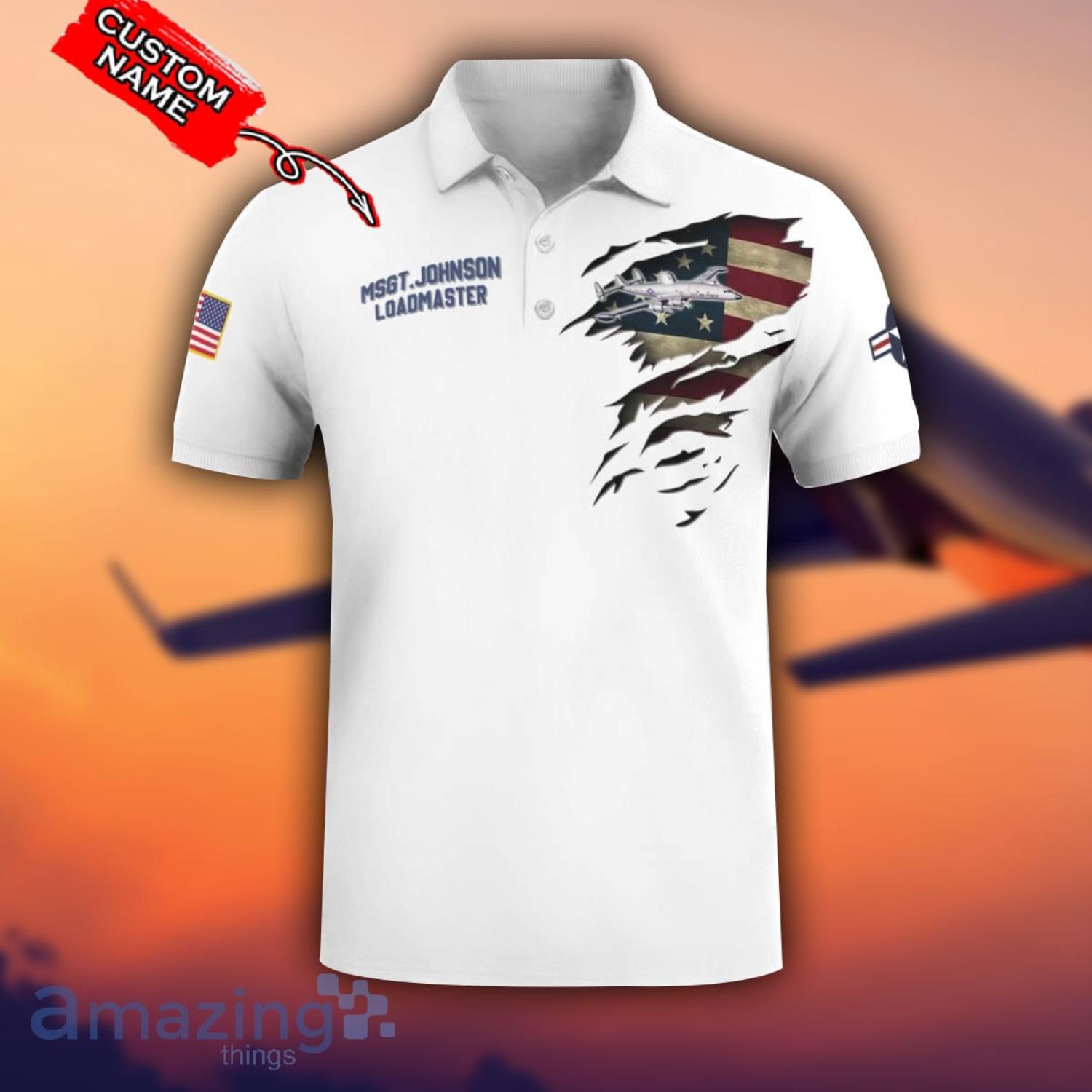 EC 121 Warning Star EC121 3D Aircraft Flag White Polo Shirt For Men And Women Custom Name image EC-121 Warning Star EC121 3D Aircraft Flag White Polo Shirt For Men And Women Custom Name Product Photo 2