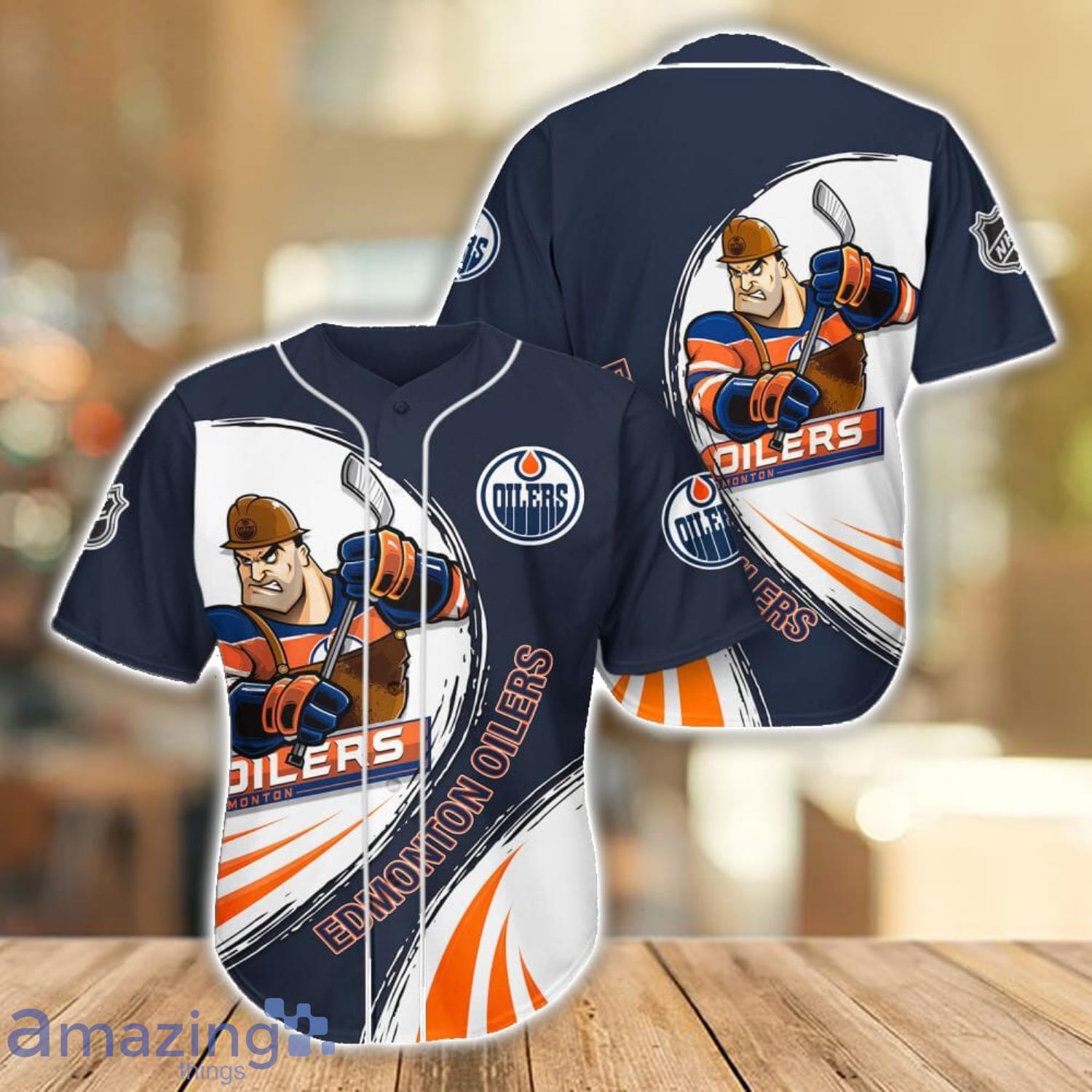Edmonton Oilers Baseball Jersey Shirt For Men Women Sport Team Gift image Edmonton Oilers Baseball Jersey Shirt For Men Women Sport Team Gift Product Photo 1
