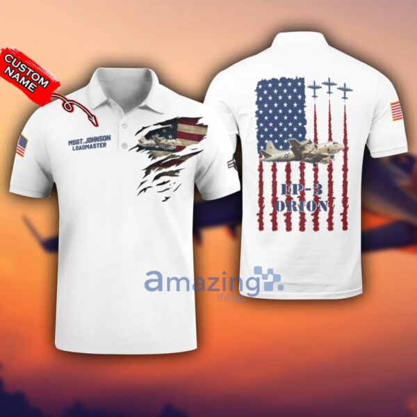 EP-3 Orion EP3 3D Aircraft Flag White Polo Shirt For Men And Women Custom Name Product Photo 1