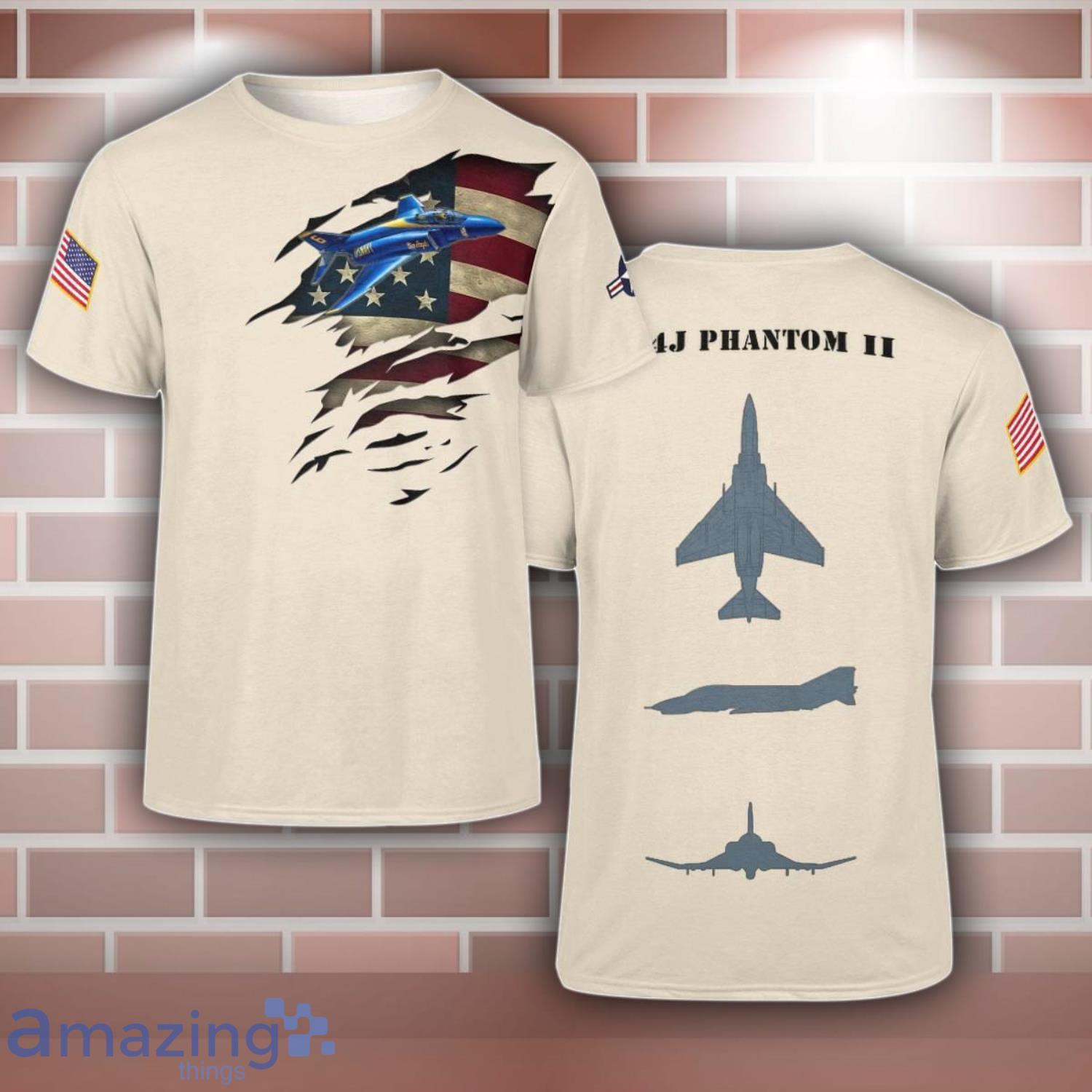 F 4J Phantom II Blue Angels F4J Aircraft 3D T Shirt For Men And Women image F-4J Phantom II Blue Angels F4J Aircraft 3D T-Shirt For Men And Women Product Photo 1
