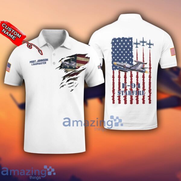 F-94 Starfire F94 3D Aircraft Flag White Polo Shirt For Men And Women Custom Name Product Photo 1