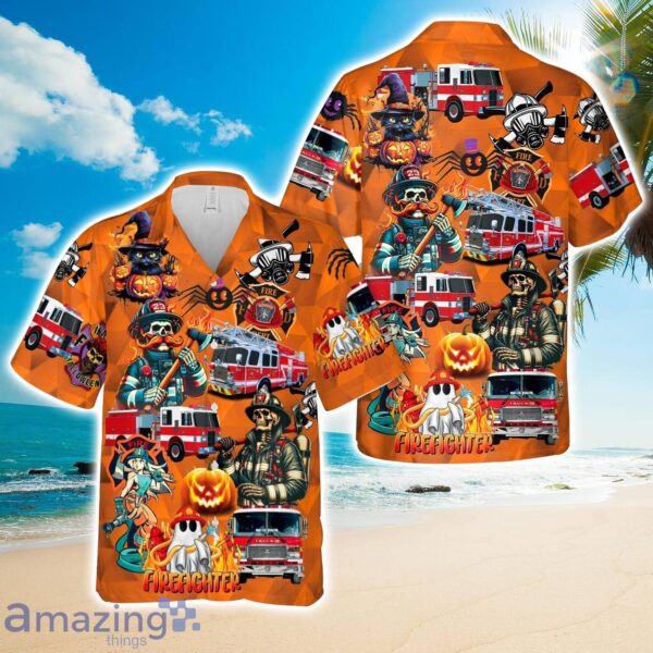 Fire Trucks Halloween Hawaiian Shirt Product Photo 1