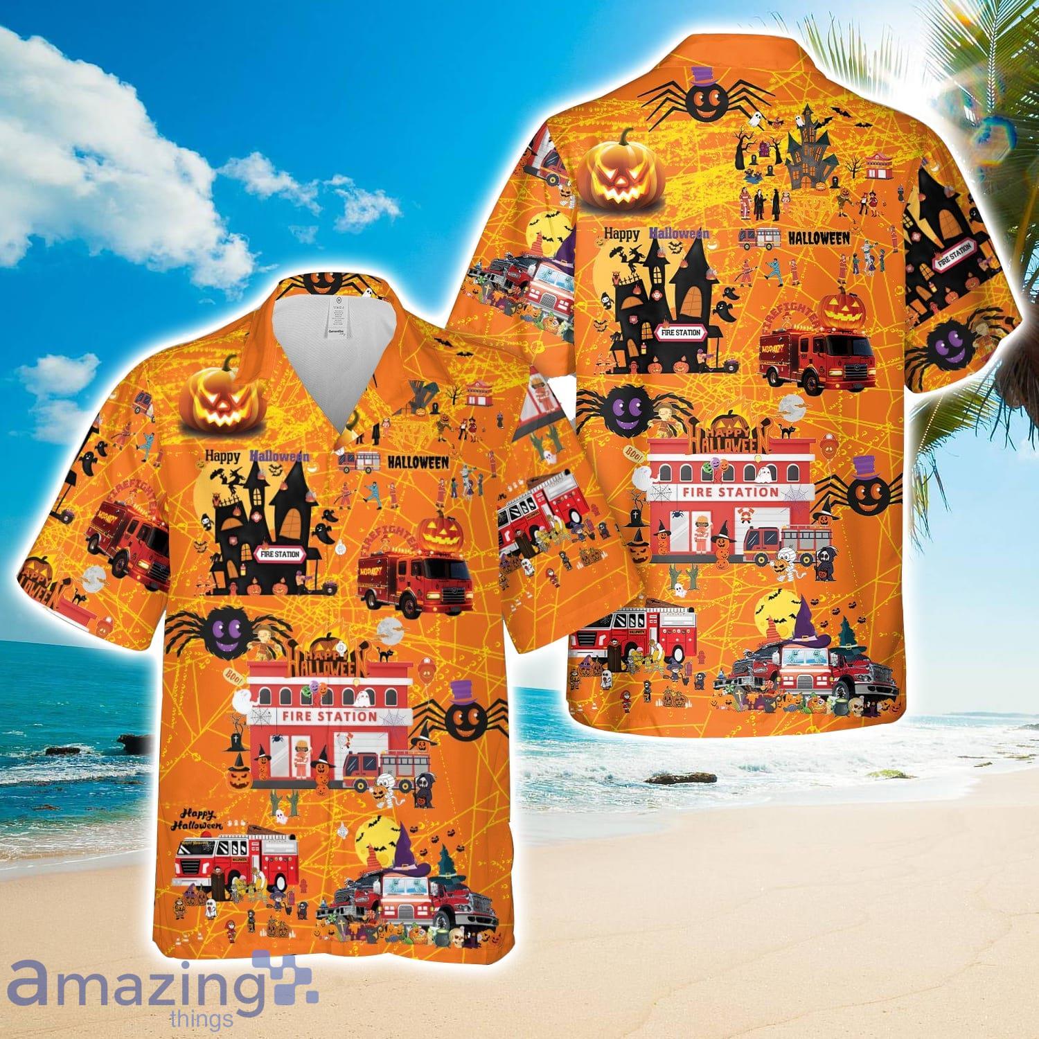 Firefighter Halloween Hawaiian Shirt image Firefighter Halloween Hawaiian Shirt Product Photo 1
