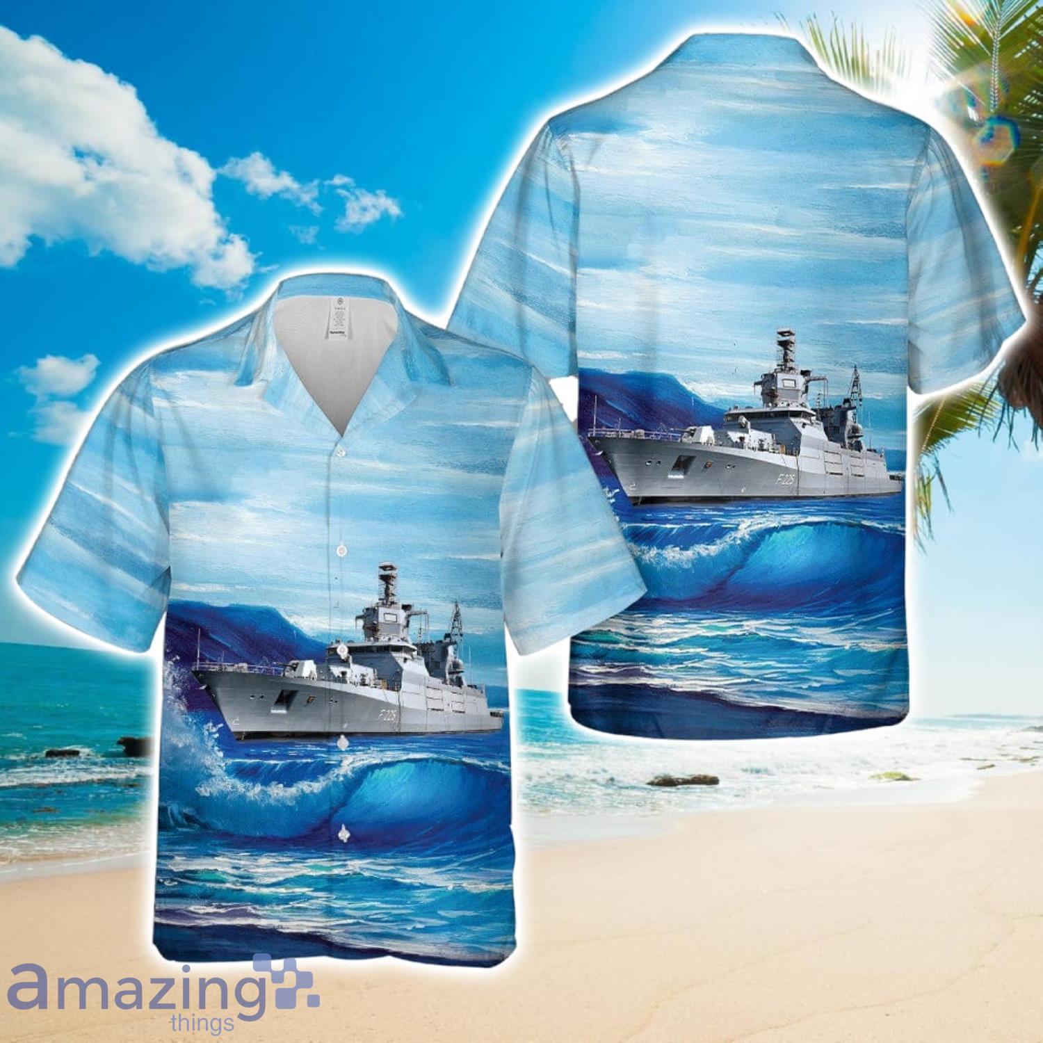 German Navy German frigate Rheinland Pfalz (F225) Hawaiian Shirt image German Navy German frigate Rheinland-Pfalz (F225) Hawaiian Shirt Product Photo 1