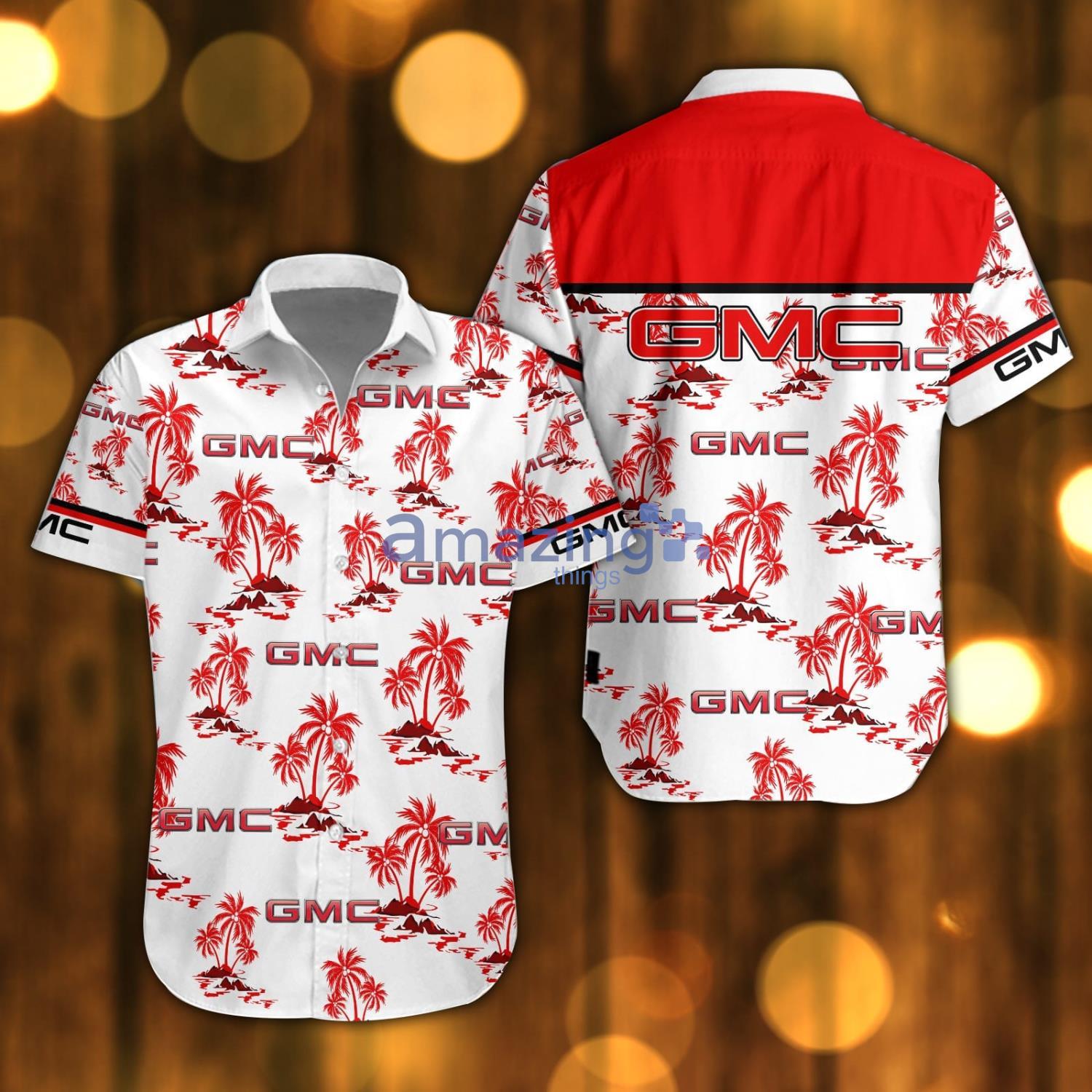 GMC Beach Shirt Logo Printed White Hawaiian Shirt For Men And Women Product Photo 1