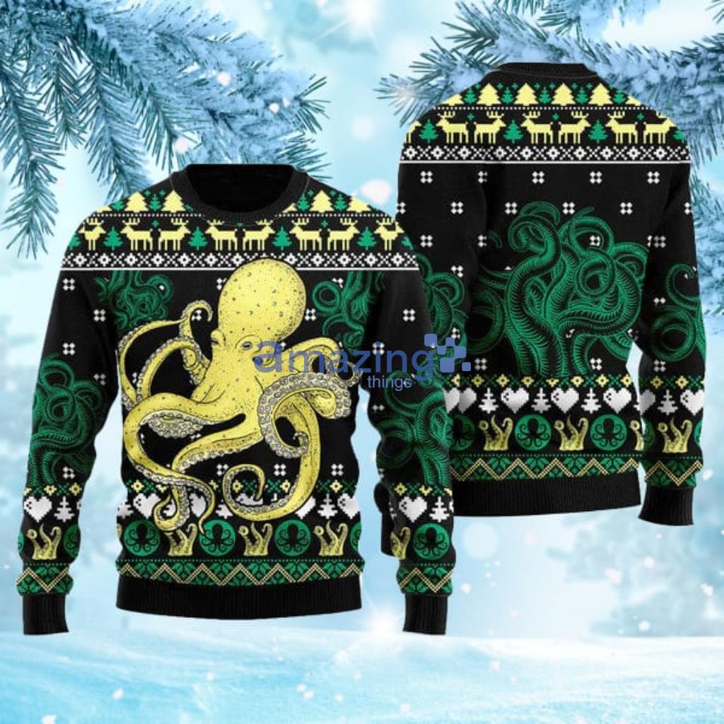 Green Octopus Christmas Ugly Christmas Sweater For Men And Women Christmas Gift Sweater image Green Octopus Christmas Ugly Christmas Sweater For Men And Women Christmas Gift Sweater Product Photo 1