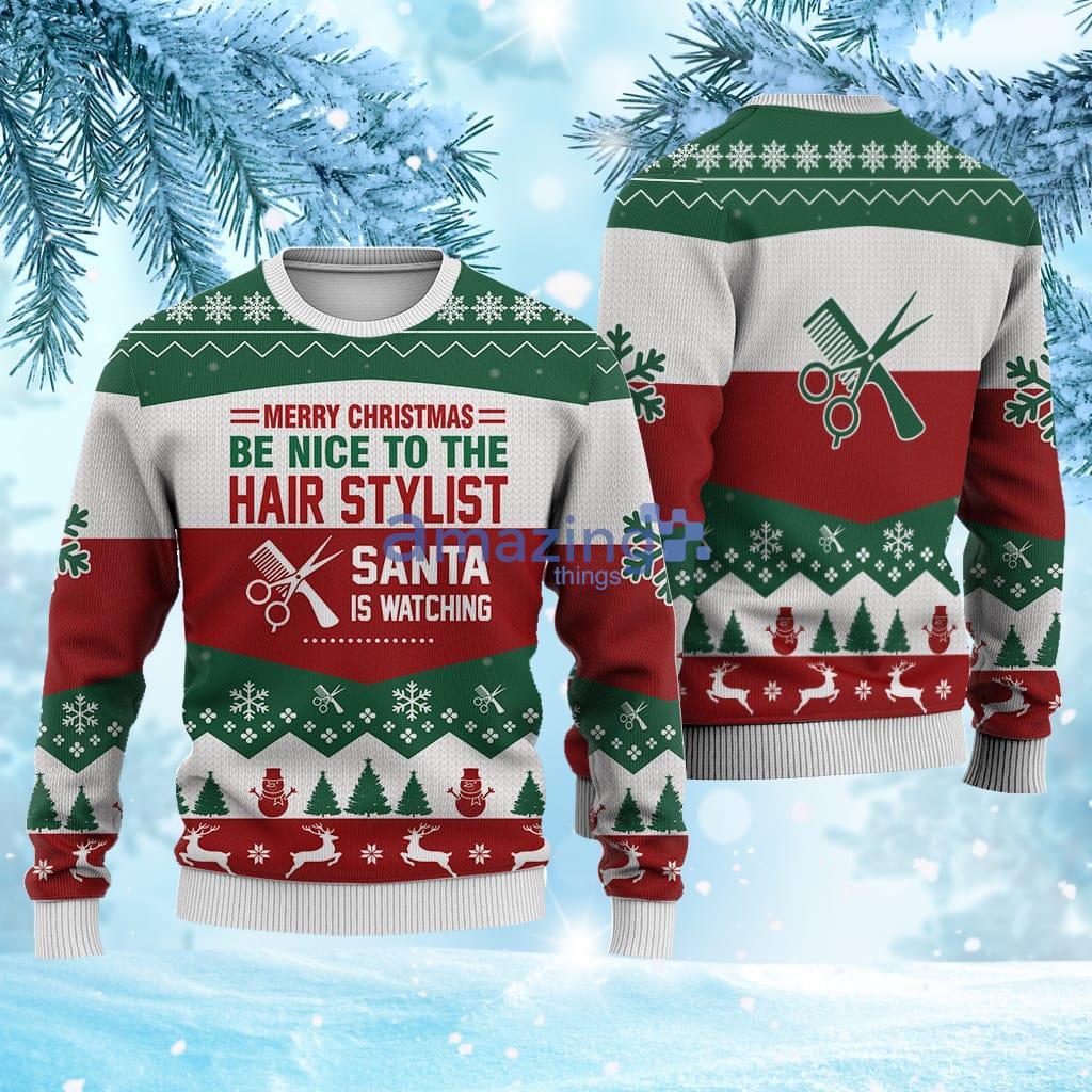 Hair Stylist All Merry Christmas Be Nice Sweater Christmas Knitted Print Sweatshirt Best Gift For Christmas image Hair Stylist All Merry Christmas Be Nice Sweater Christmas Knitted Print Sweatshirt Best Gift For Christmas Product Photo 1