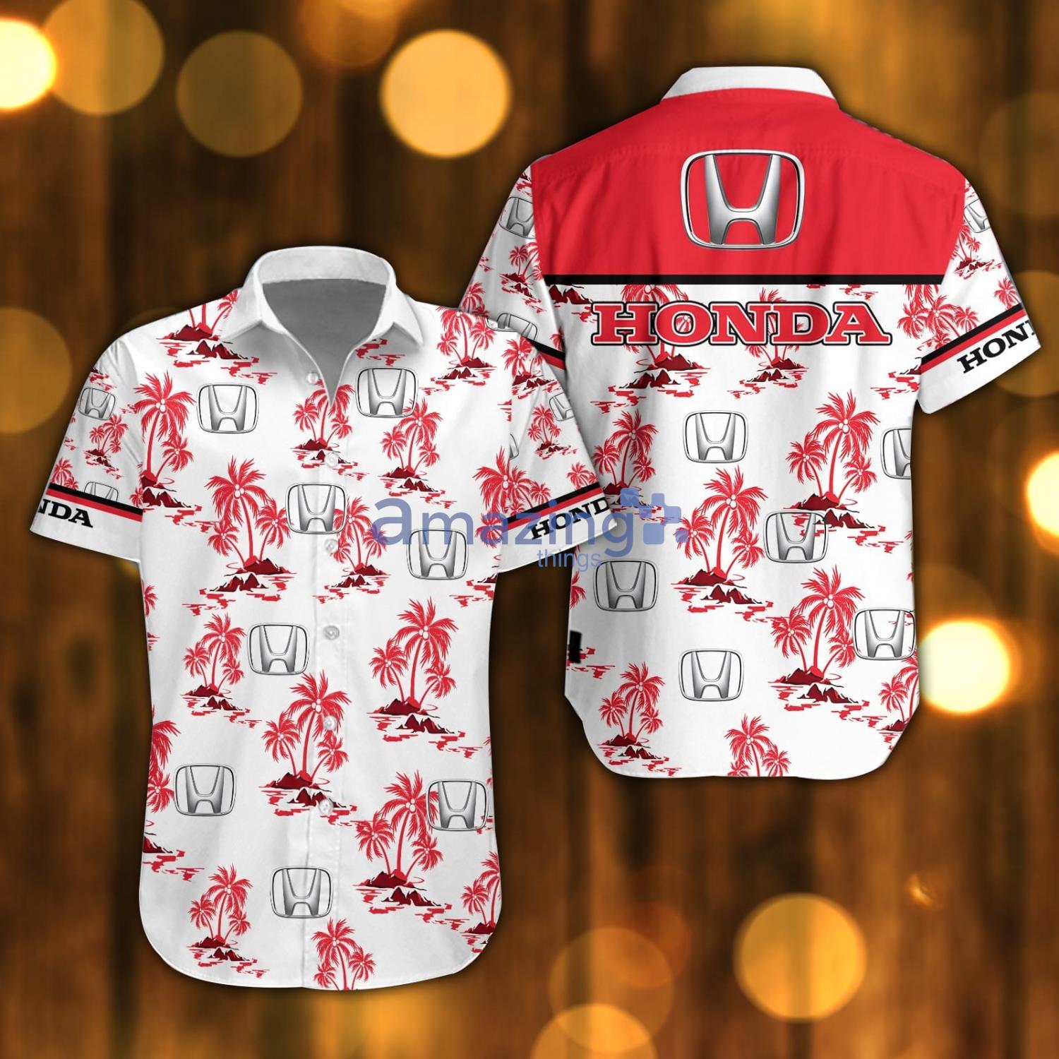 Honda Beach Shirt Logo Printed White Hawaiian Shirt For Men And Women Product Photo 1