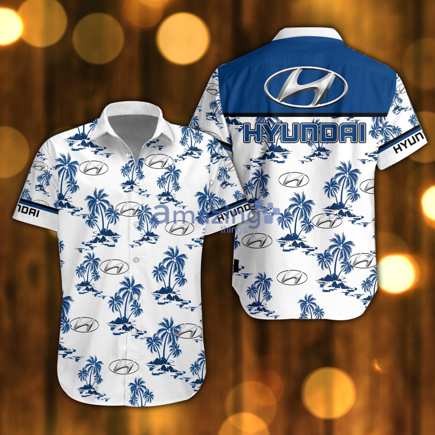 Hyundai Beach Shirt Logo Printed White Hawaiian Shirt For Men And Women Product Photo 1