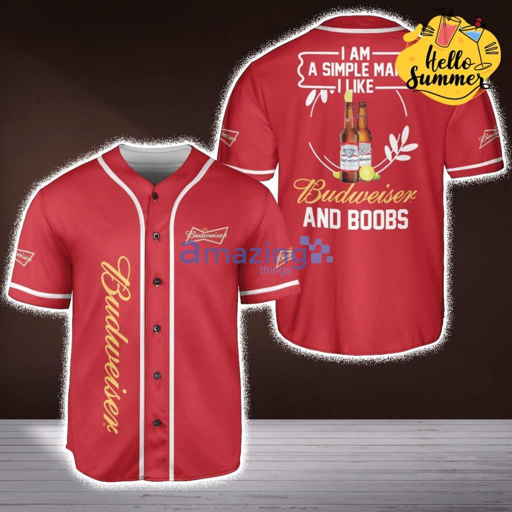 I Like Budweiser Beer And Boobs Baseball Jersey Shirt image I Like Budweiser Beer And Boobs Baseball Jersey Shirt Product Photo 1