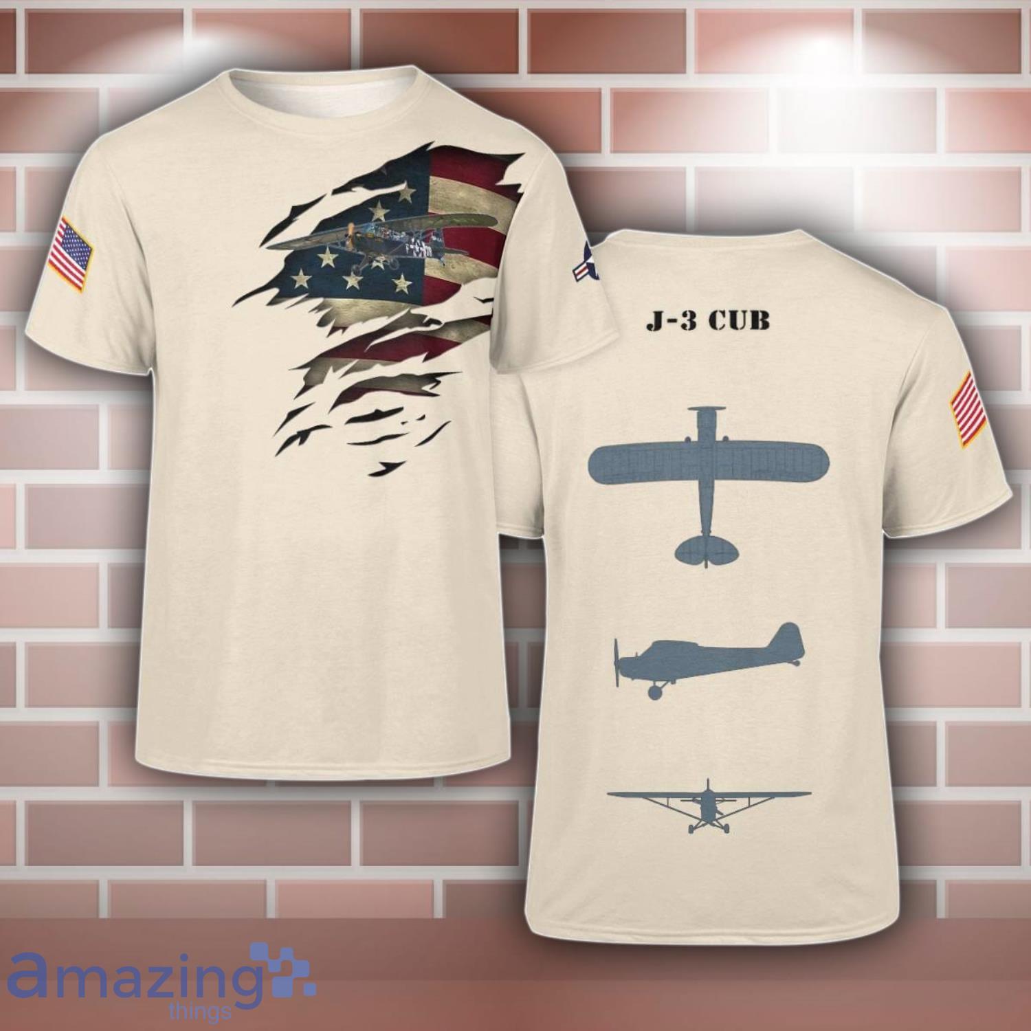 J 3 Cub J3 Aircraft 3D T Shirt For Men And Women image J-3 Cub J3 Aircraft 3D T-Shirt For Men And Women Product Photo 1