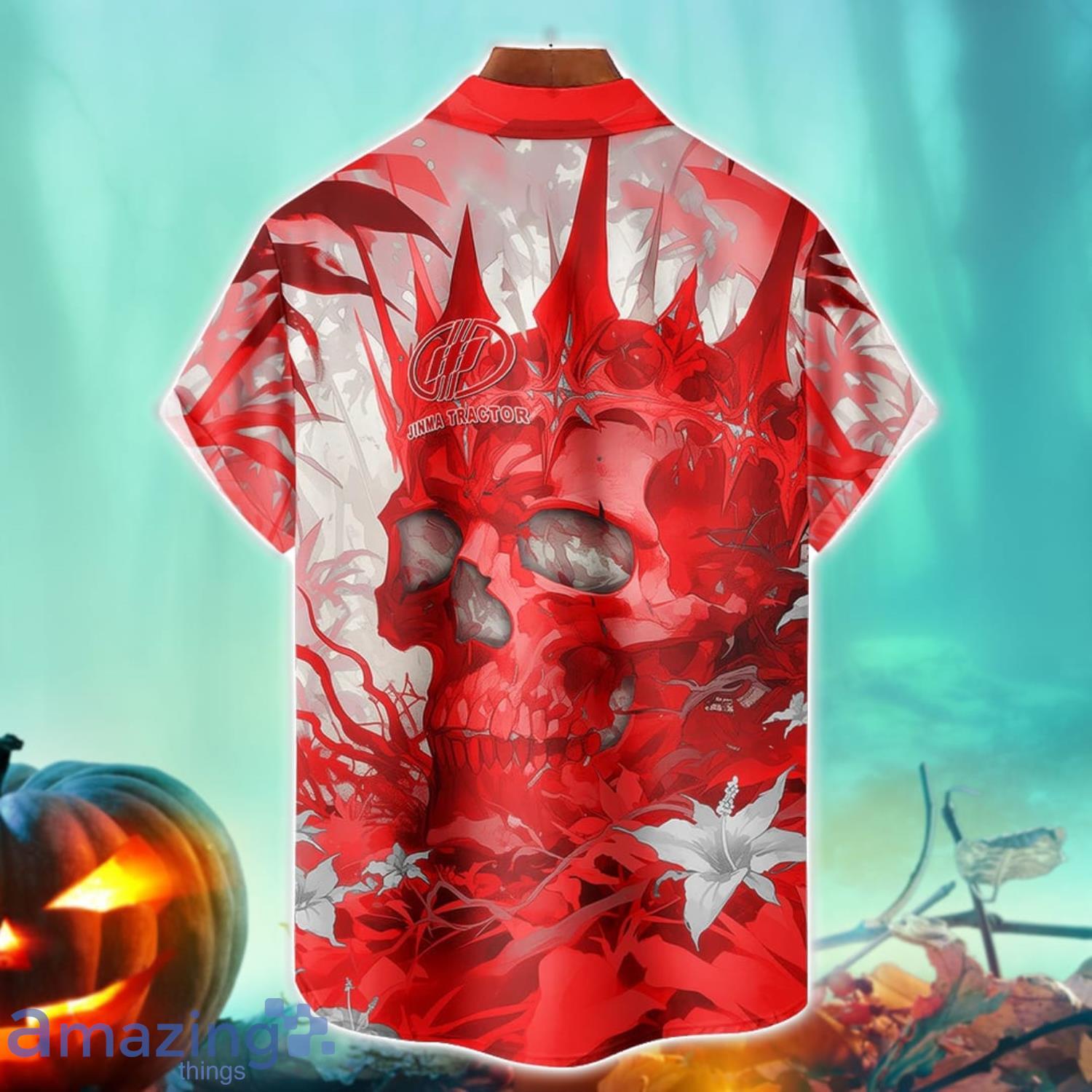 Jinma Royal Skull Halloween Hawaiian Shirt For Fans image Jinma Royal Skull Halloween Hawaiian Shirt For Fans Product Photo 2