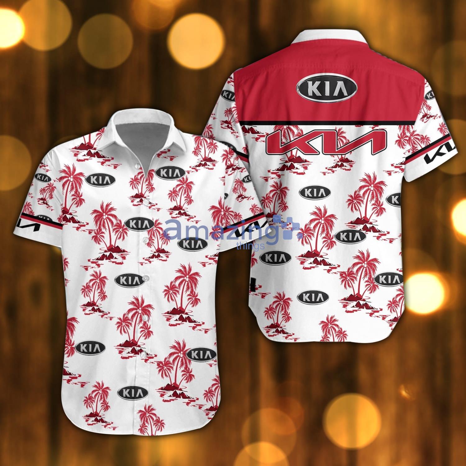 Kia Beach Shirt Logo Printed White Hawaiian Shirt For Men And Women Product Photo 1