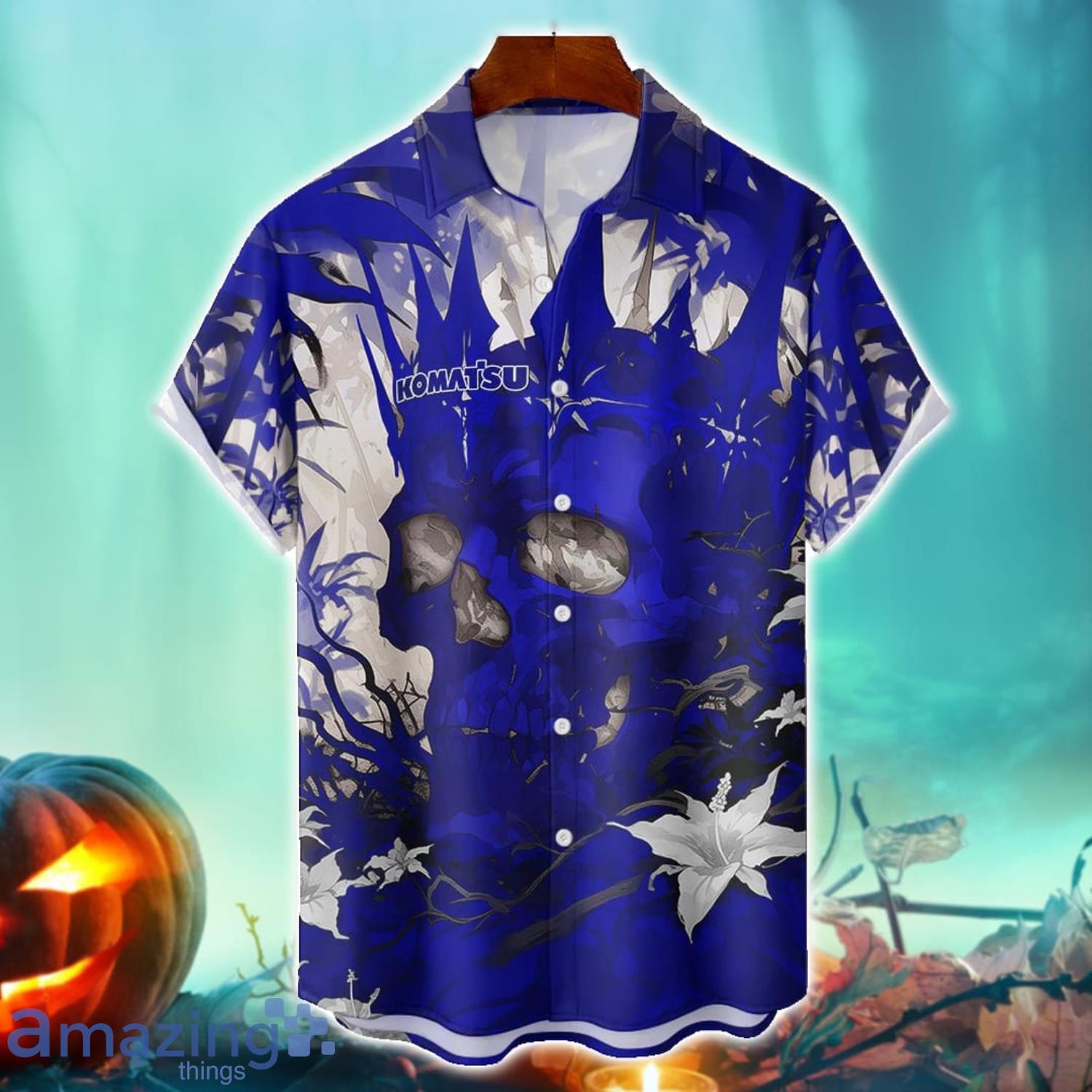Komatsu Royal Skull Halloween Hawaiian Shirt For Fans image Komatsu Royal Skull Halloween Hawaiian Shirt For Fans Product Photo 1