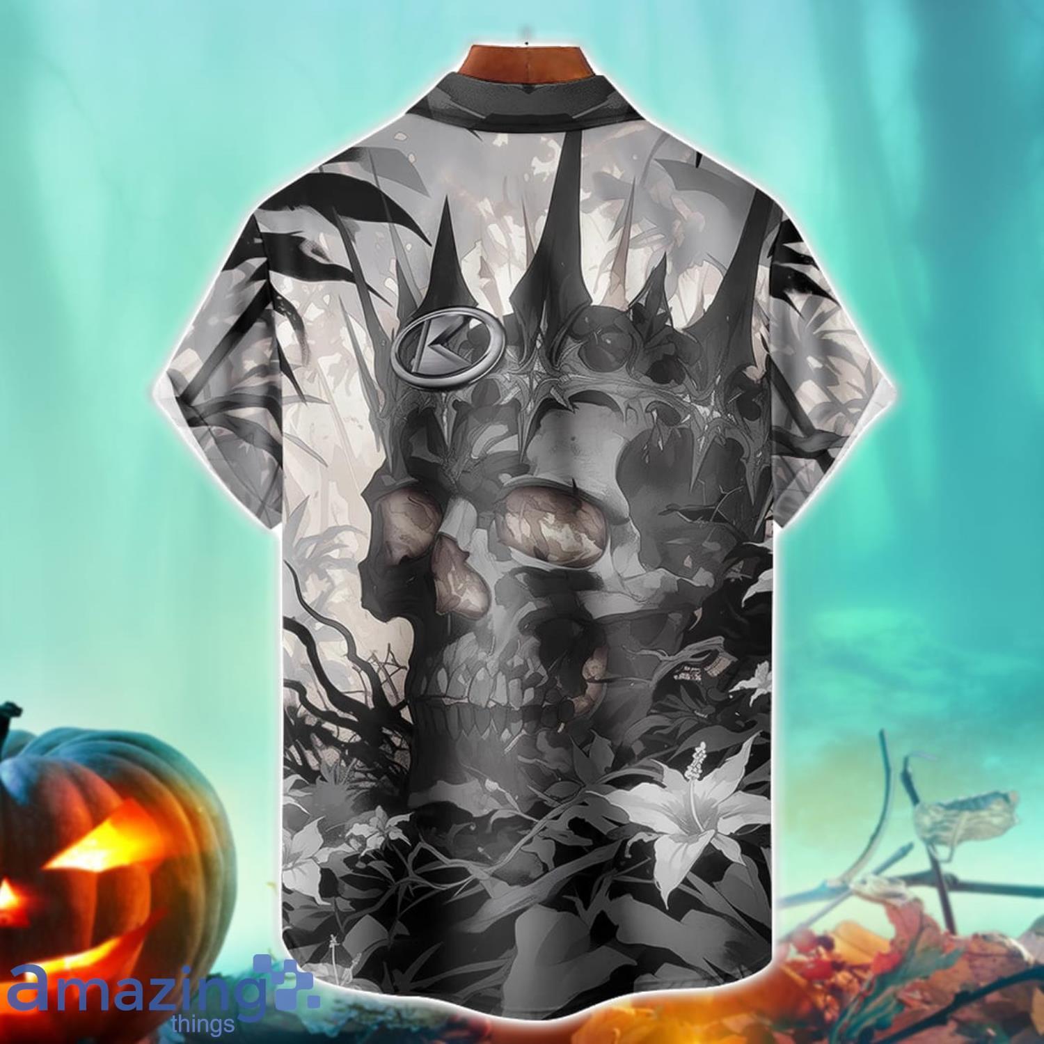 Kubota Royal Skull Halloween Hawaiian Shirt For Fans image Kubota Royal Skull Halloween Hawaiian Shirt For Fans Product Photo 2