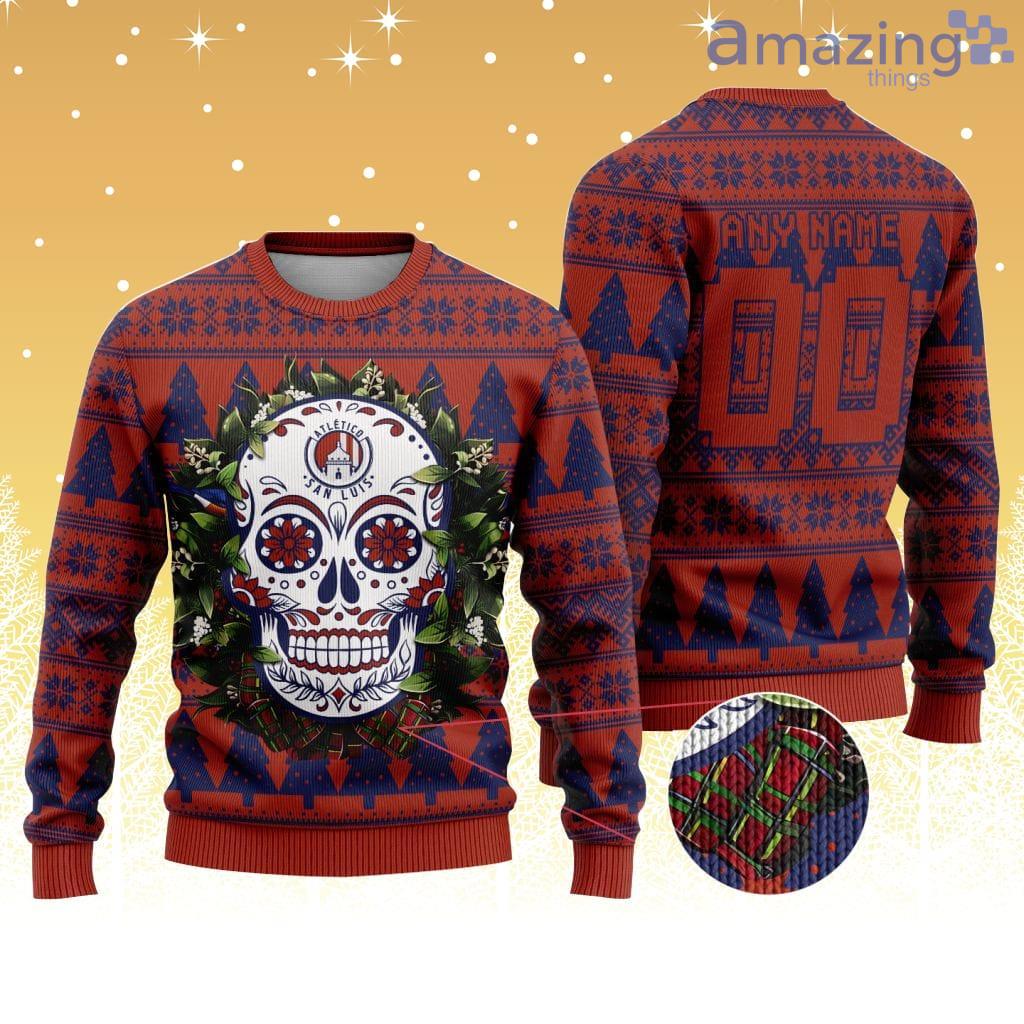 LIGA MX Atletico San Luis Special Sugar Skull Christmas Knitting Ugly Sweater image LIGA MX Atletico San Luis Special Sugar Skull Christmas Knitting Ugly Sweater Product Photo 1