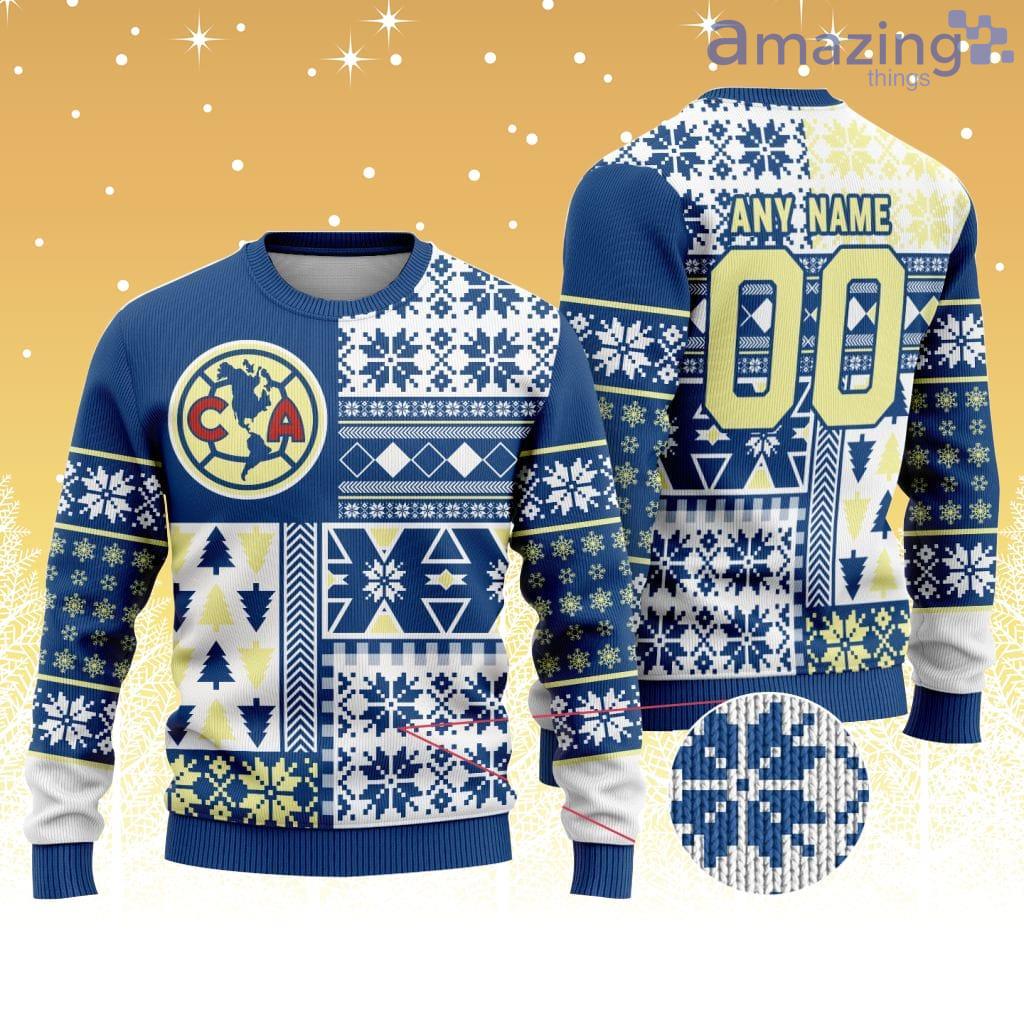 LIGA MX Club America Special Christmas Knitting Ugly Sweater Christmas Pattern image LIGA MX Club America Special Christmas Knitting Ugly Sweater Christmas Pattern Product Photo 1