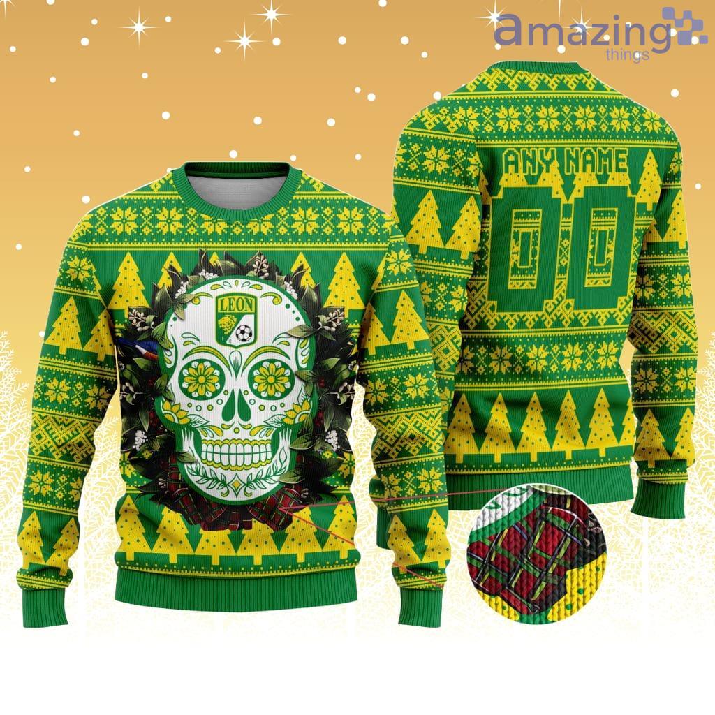 LIGA MX Club Leon Special Sugar Skull Christmas Knitting Ugly Sweater image LIGA MX Club Leon Special Sugar Skull Christmas Knitting Ugly Sweater Product Photo 1