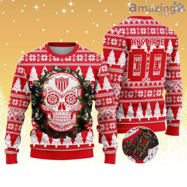 LIGA MX Club Necaxa Special Sugar Skull Christmas Knitting Ugly Sweater Product Photo 1