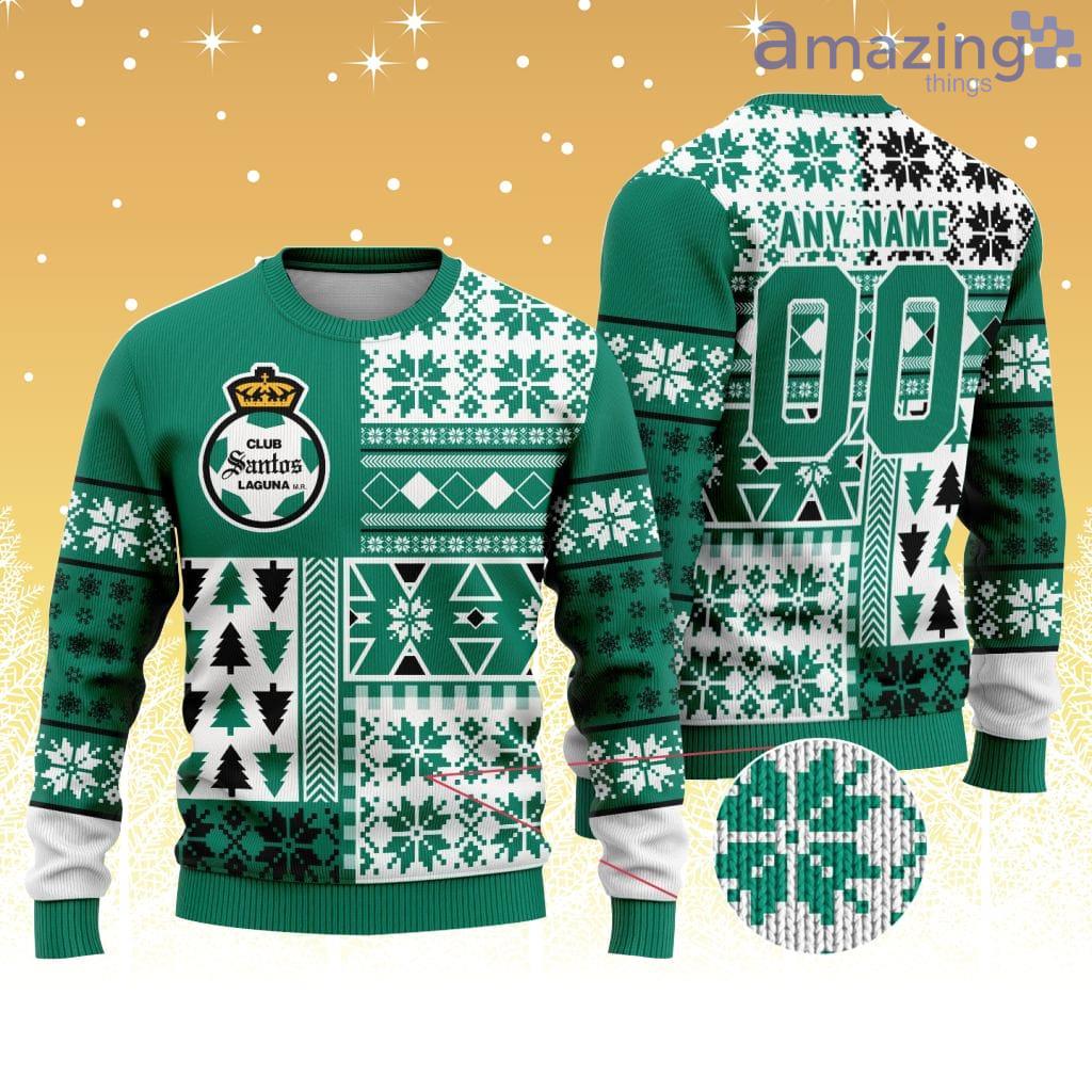 LIGA MX Club Santos Laguna Special Christmas Knitting Ugly Sweater Christmas Pattern image LIGA MX Club Santos Laguna Special Christmas Knitting Ugly Sweater Christmas Pattern Product Photo 1