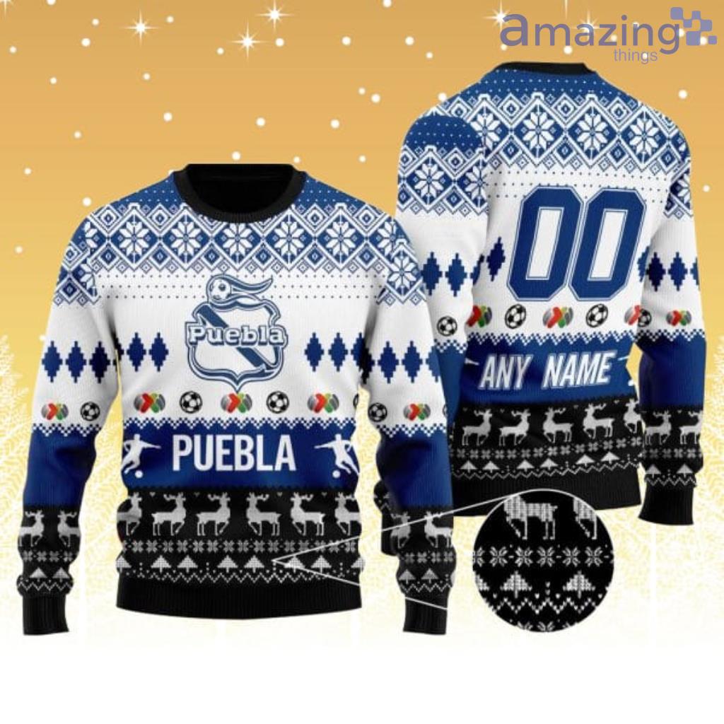 Liga MX Puebla FC Personalized Name and Number trending 2024 Concepts Ugly Sweater image Liga MX Puebla FC Personalized Name and Number trending 2024 Concepts Ugly Sweater Product Photo 1
