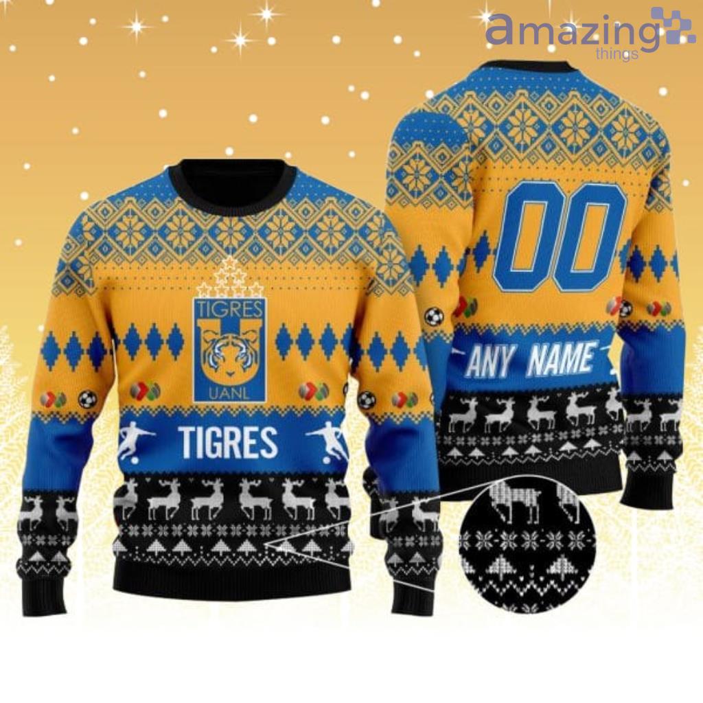 Liga MX Tigres UANL Personalized Name and Number trending 2024 Concepts Ugly Sweater image Liga MX Tigres UANL Personalized Name and Number trending 2024 Concepts Ugly Sweater Product Photo 1