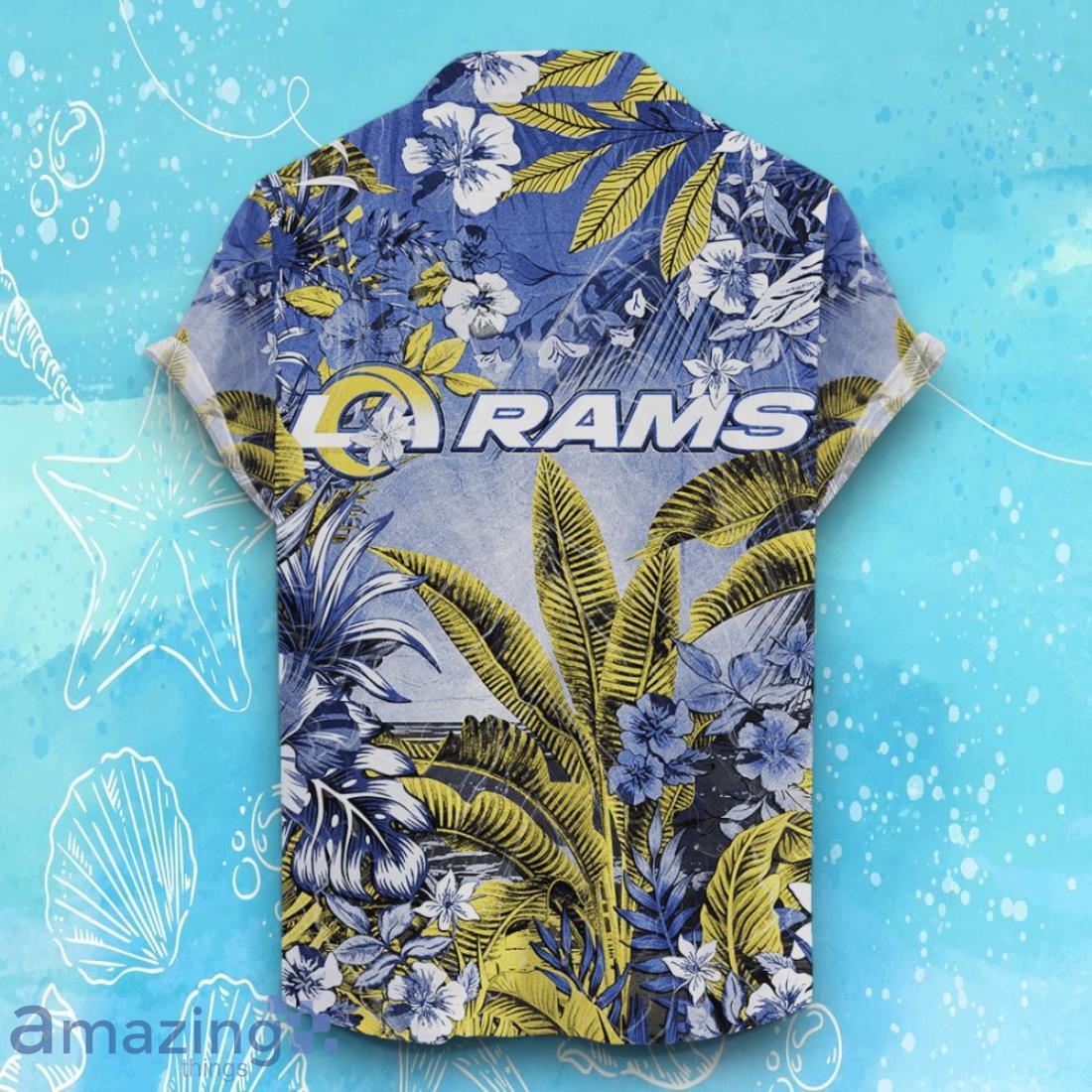 Los Angeles Rams Hawaiian Shirt Tropical Skull Halloween For Fans image Los Angeles Rams Hawaiian Shirt Tropical Skull Halloween For Fans Product Photo 2