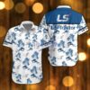 LS Tractor Beach Shirt Logo Printed White Hawaiian Shirt For Men And Women