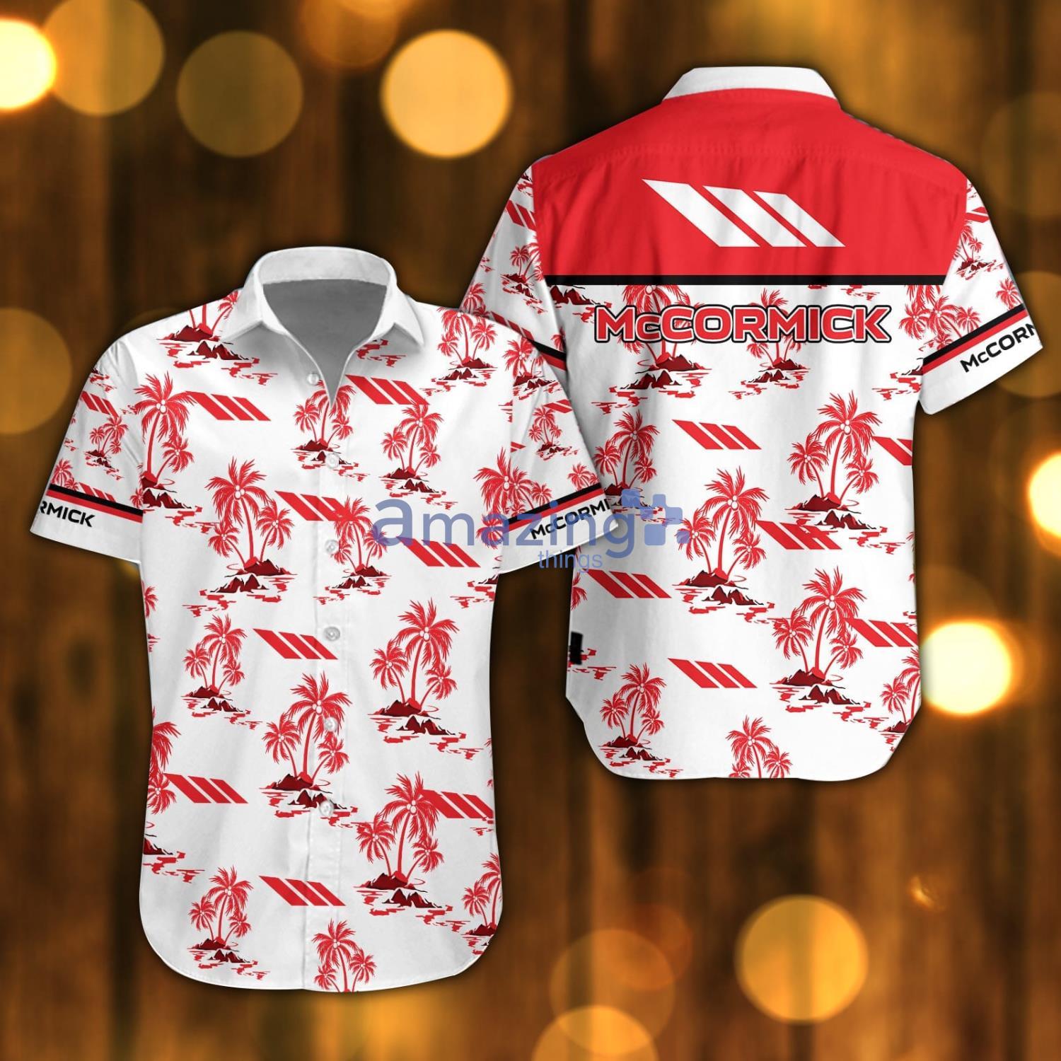 McCormick Beach Shirt Logo Printed White Hawaiian Shirt For Men And Women image McCormick Beach Shirt Logo Printed White Hawaiian Shirt For Men And Women Product Photo 1