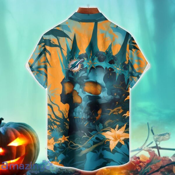 Miami Dolphins NFL Skull Halloween Hawaiian Shirt Special Gift For Fans Product Photo 2