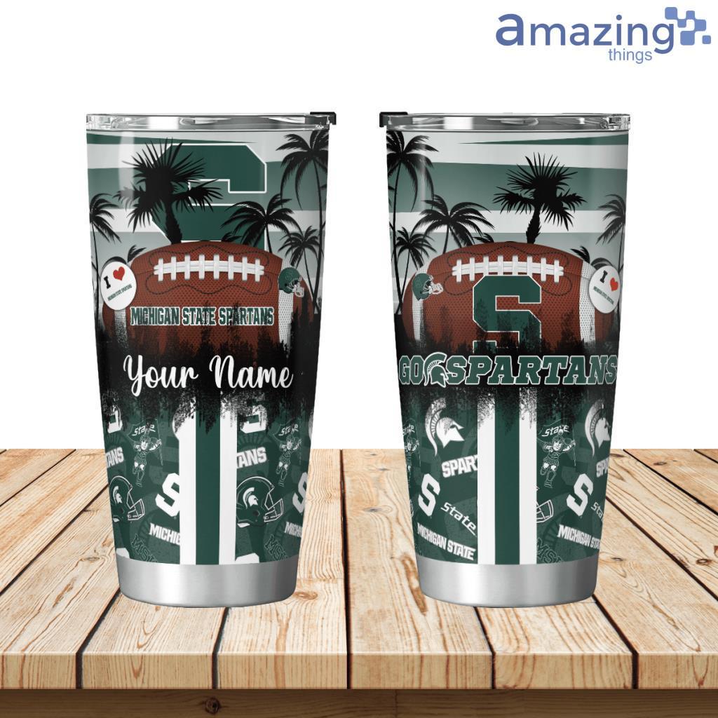 Michigan State Spartans Tropical Personalized Tumbler 20oz Limited Edition image Michigan State Spartans Tropical Personalized Tumbler 20oz Limited Edition Product Photo 1