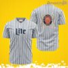 Miller Lite Blue And White Striped Baseball Jersey Shirt New Fashion