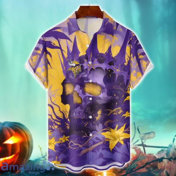 Minnesota Vikings NFL Skull Halloween Hawaiian Shirt Special Gift For Fans Product Photo 1