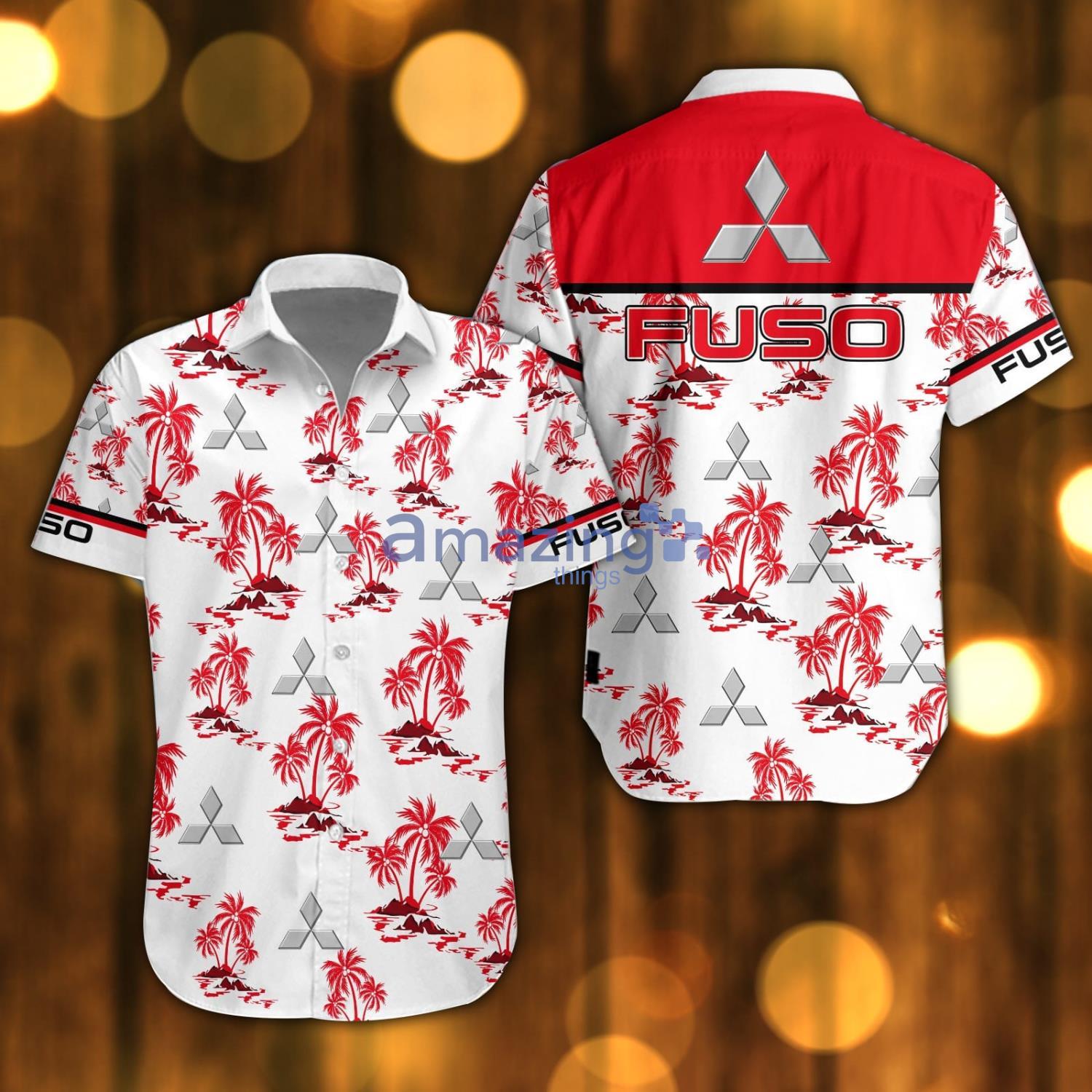 Mitsubishi Fuso Beach Shirt Logo Printed White Hawaiian Shirt For Men And Women Product Photo 1