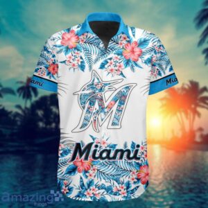 MLB Miami Marlins Flower 3D Hawaiian Shirt For Fans Product Photo 2