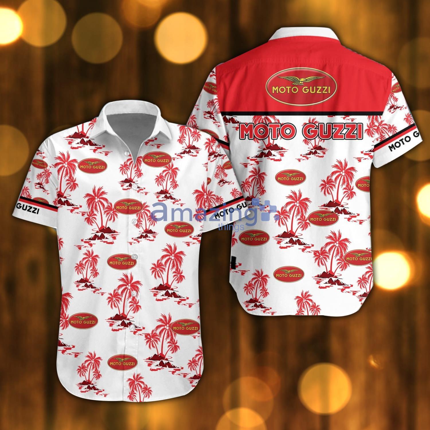 Moto-Guzzi Beach Shirt Logo Printed White Hawaiian Shirt For Men And Women Product Photo 1