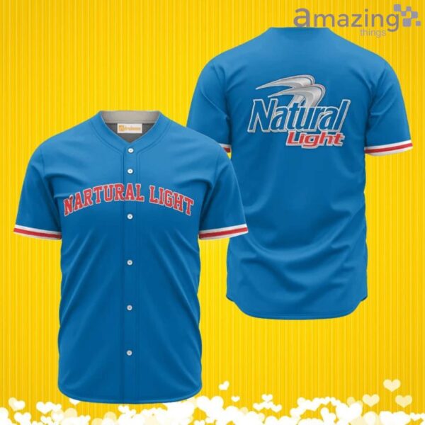 Natural Light Blue Basic Baseball Jersey Shirt New Fashion Product Photo 1
