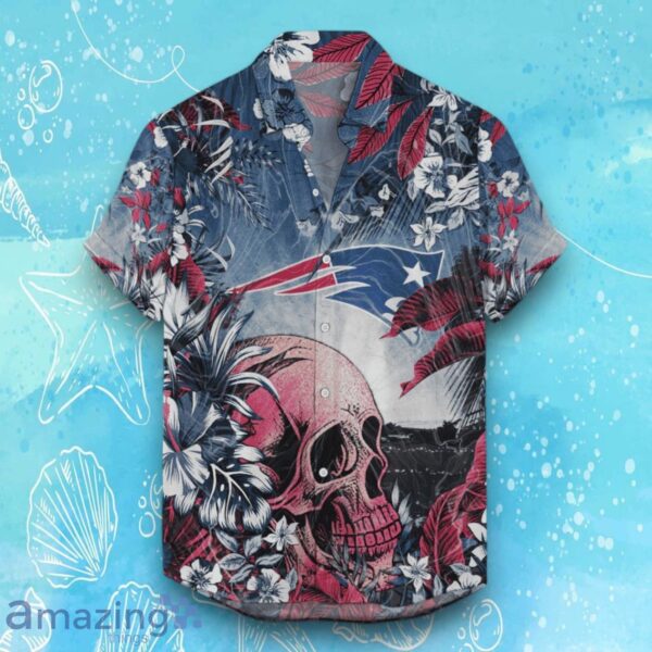 New England Patriots Hawaiian Shirt Tropical Skull Halloween For Fans Product Photo 1