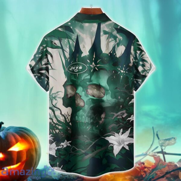 New York Jets NFL Skull Halloween Hawaiian Shirt Special Gift For Fans Product Photo 2