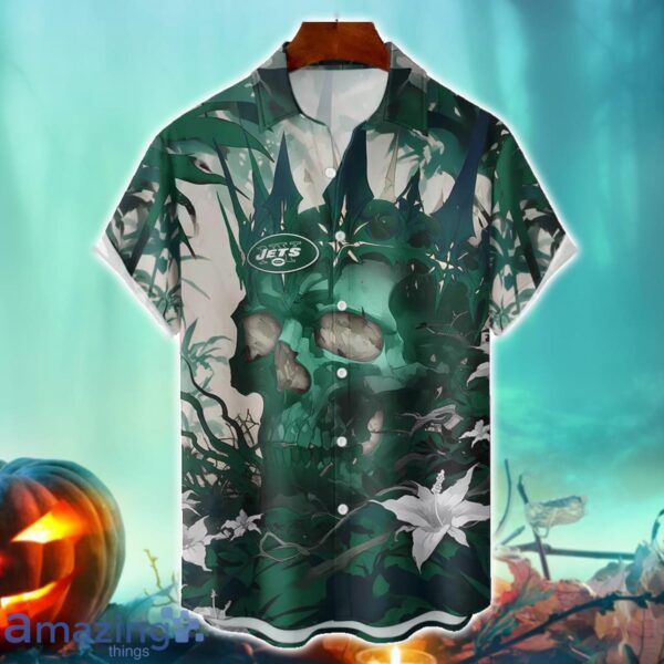 New York Jets NFL Skull Halloween Hawaiian Shirt Special Gift For Fans Product Photo 1