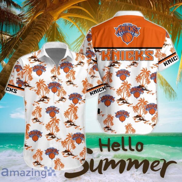 New York Knicks White Hawaiian Shirt All Printed Logo Team Shirt Product Photo 1