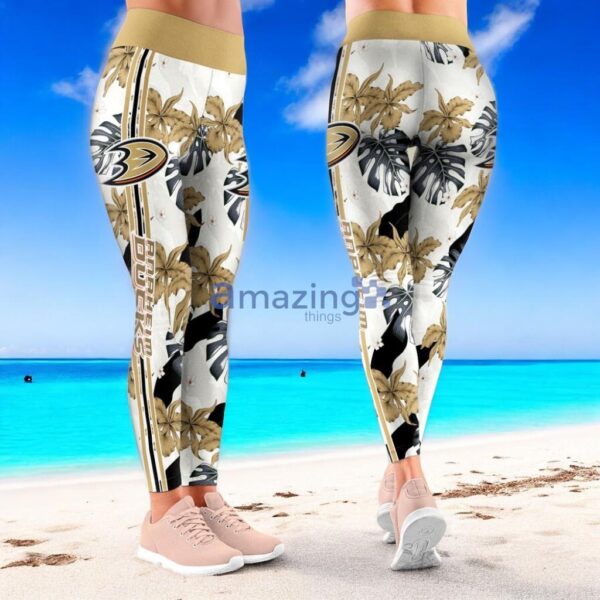 NHL Anaheim Ducks Flower Tropical Leggings For Women Product Photo 1