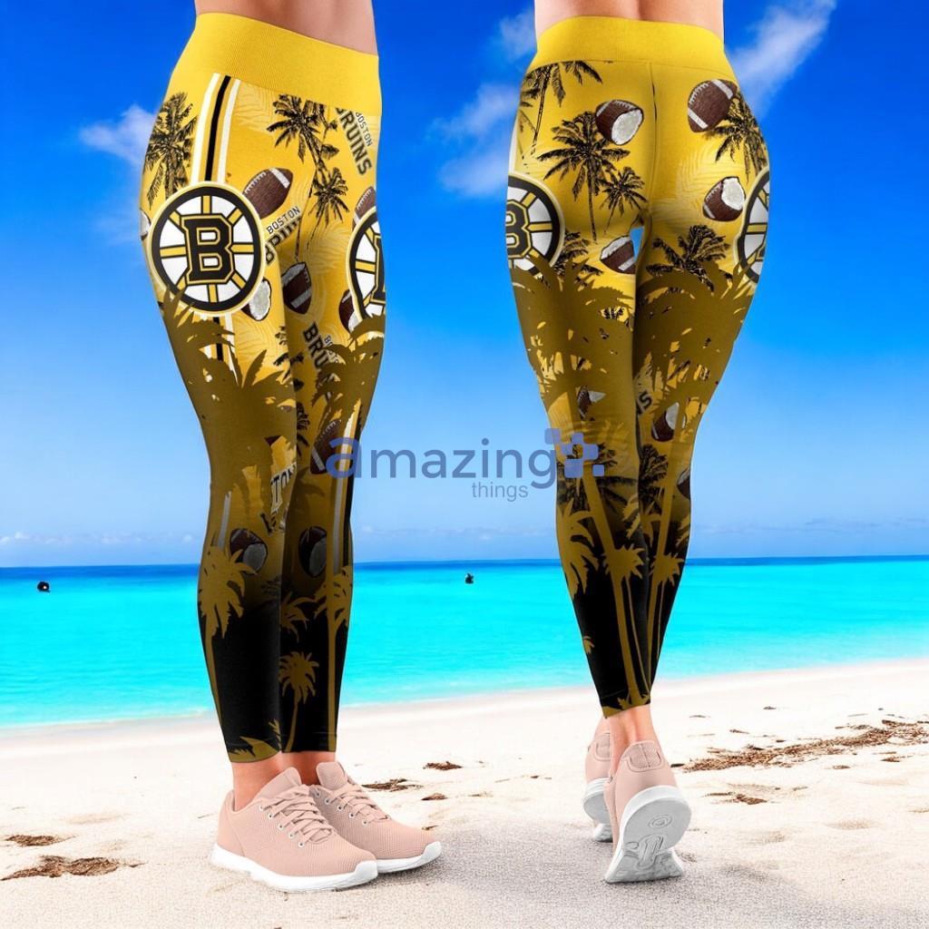 NHL Boston Bruins Trending Summer Flower Aloha Football Leggings For Women image NHL Boston Bruins Trending Summer Flower Aloha Football Leggings For Women Product Photo 1