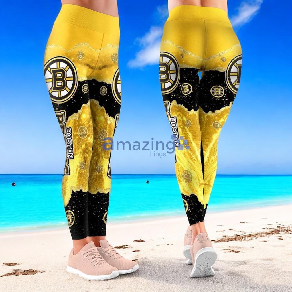 NHL Boston Bruins Trending Summer Flower Tropical Leggings For Women image NHL Boston Bruins Trending Summer Flower Tropical Leggings For Women Product Photo 1