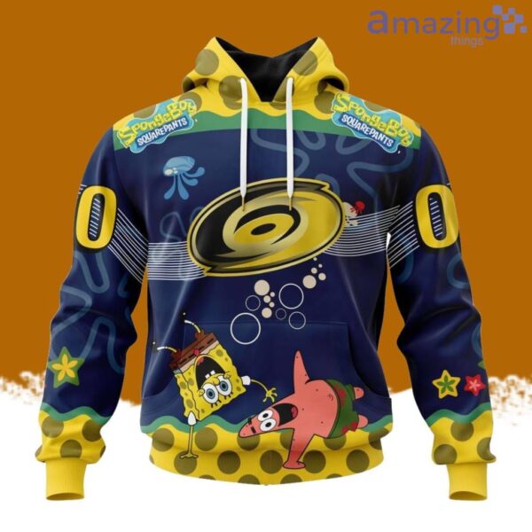 NHL Carolina Hurricanes x SpongeBob SquarePants Hoodie 3D All Over Print Product Photo 1