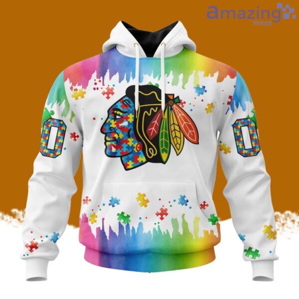 NHL Chicago Blackhawks Special Autism Awareness Design Hoodie 3D All Over Print Product Photo 1