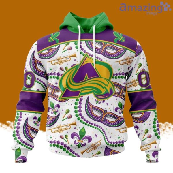NHL Colorado Avalanche Special Mardi Gras Design Hoodie 3D All Over Print Product Photo 1