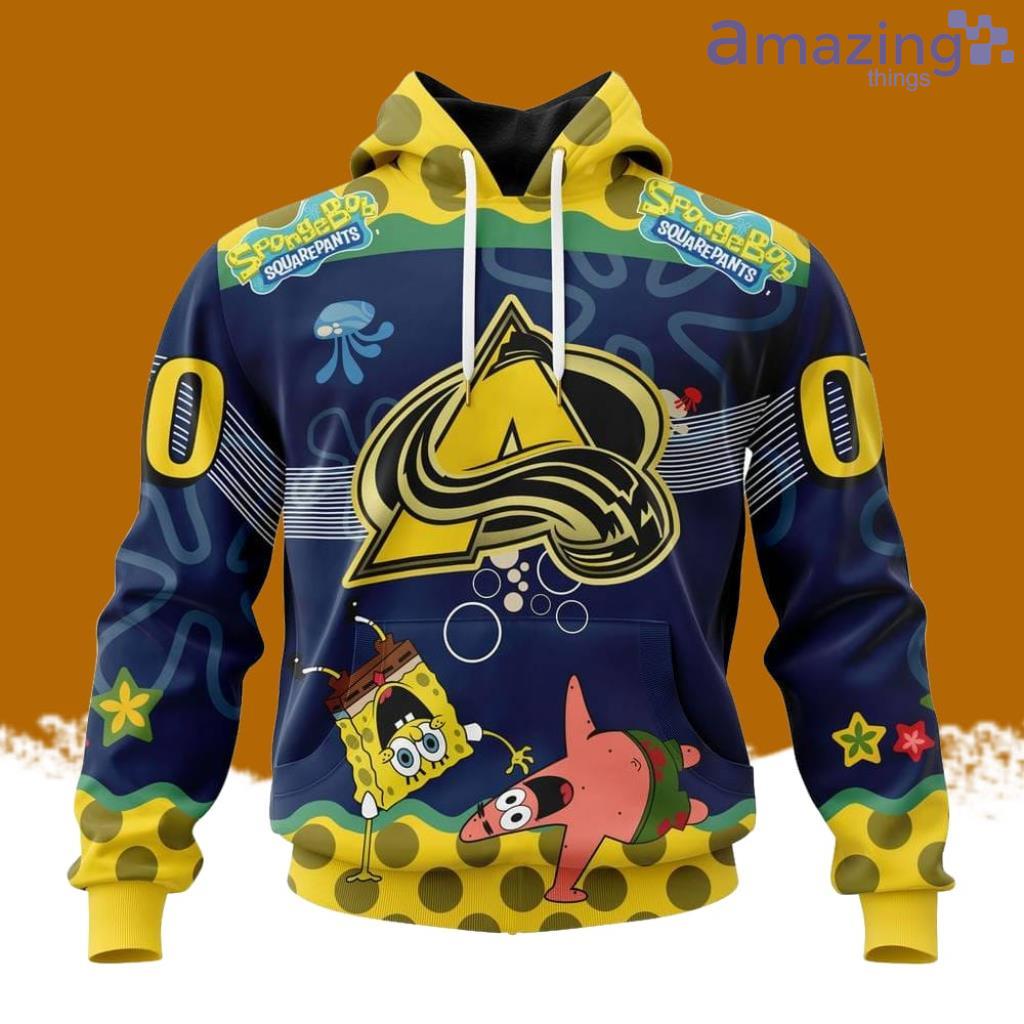 NHL Colorado Avalanche x SpongeBob SquarePants Hoodie 3D All Over Print image NHL Colorado Avalanche x SpongeBob SquarePants Hoodie 3D All Over Print Product Photo 1
