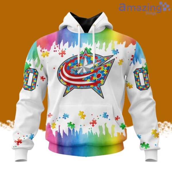 NHL Columbus Blue Jackets Special Autism Awareness Design Hoodie 3D All Over Print Product Photo 1